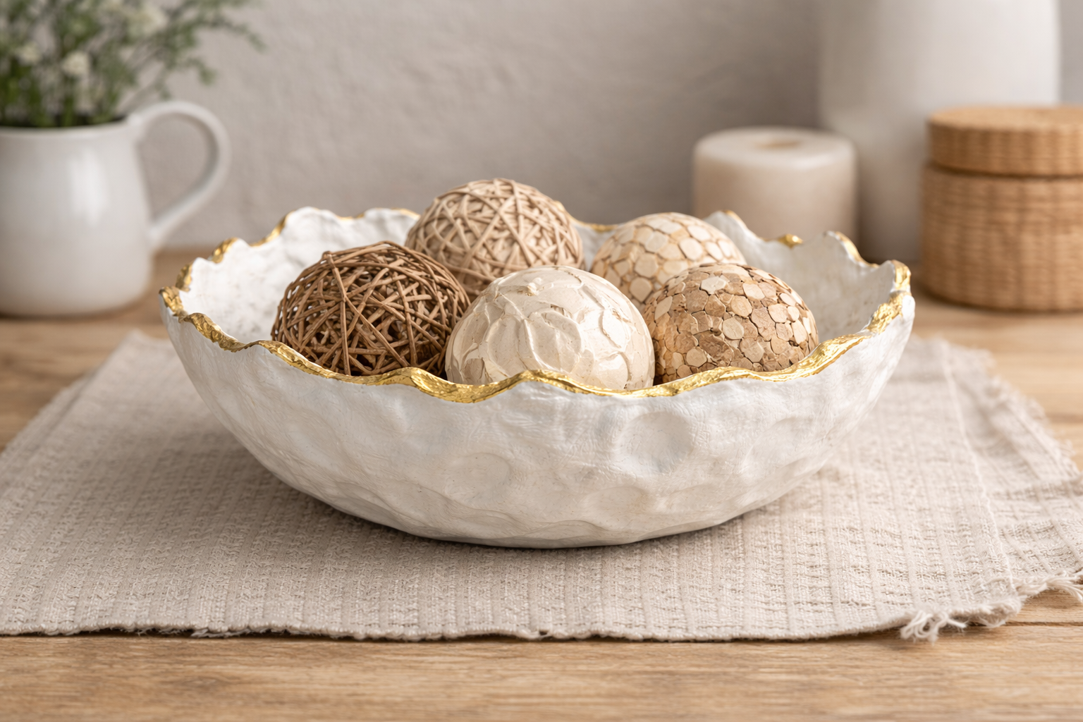 Aurora Gold-Rim Clay Bowl