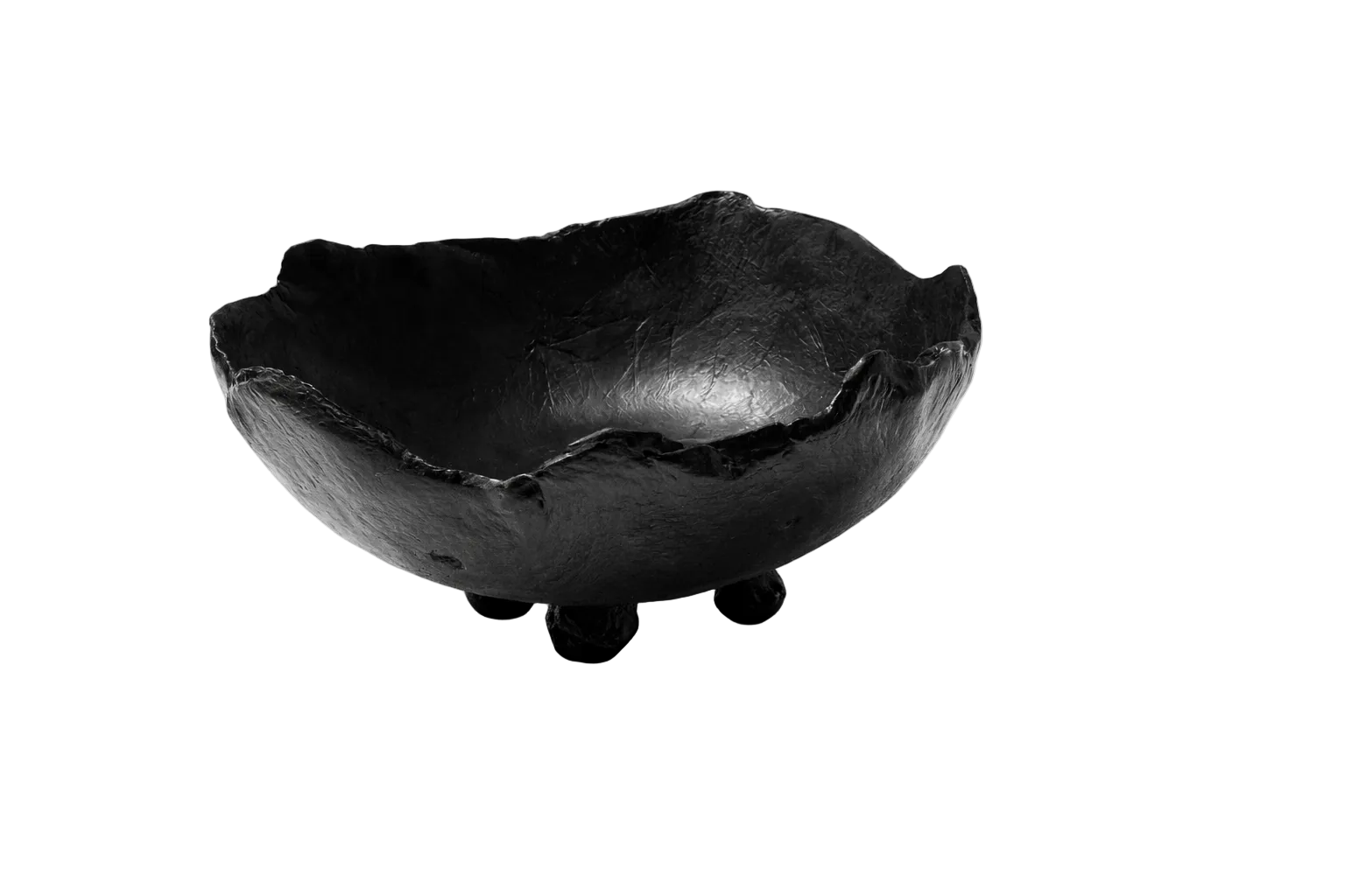Black ceramic bowl on a white background