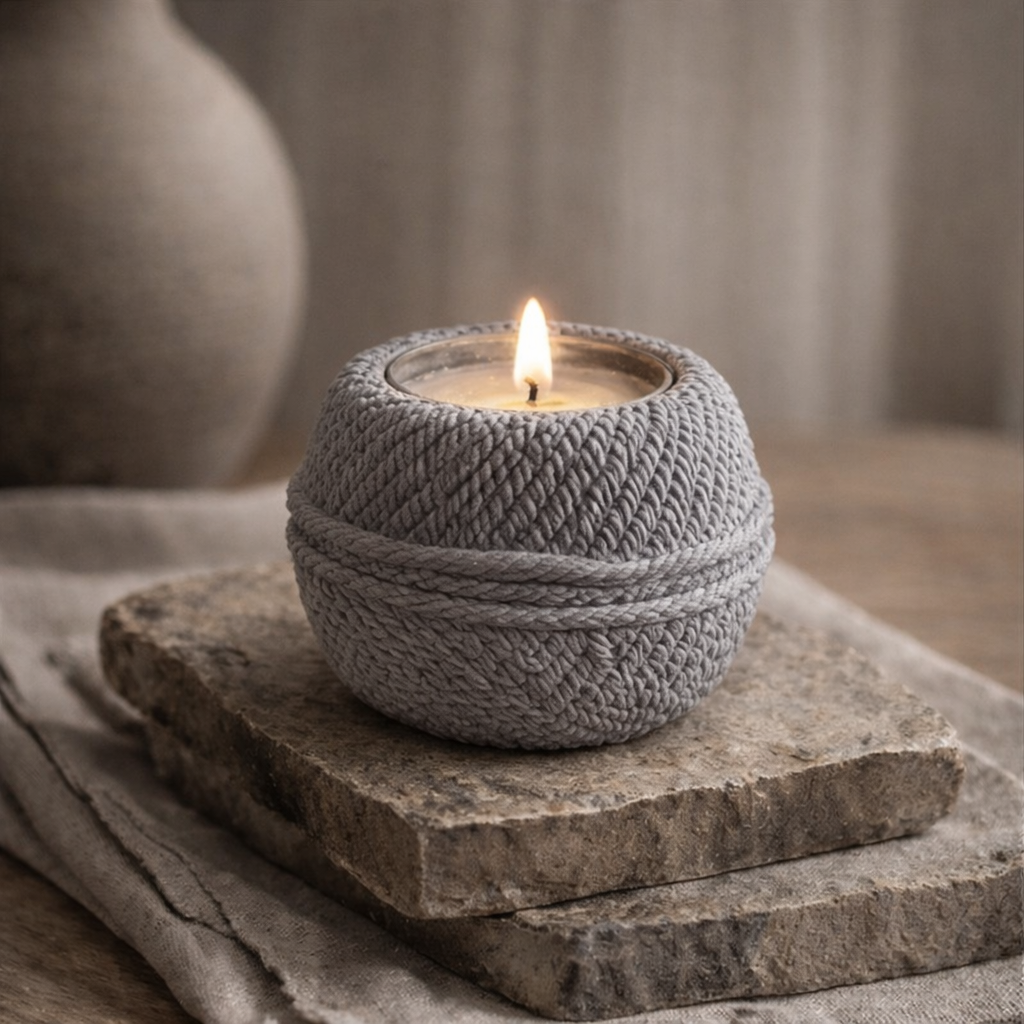 3-D Stone Thread Votive Holder