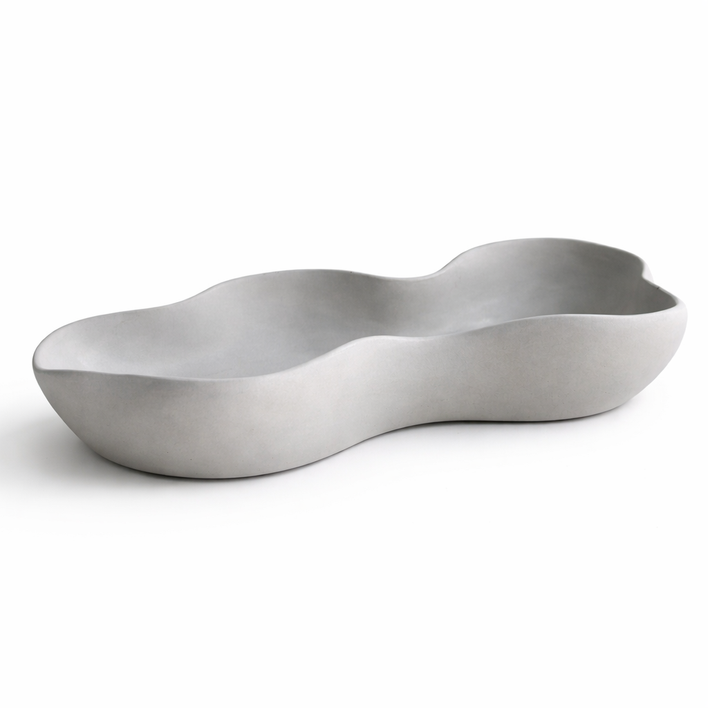 Handmade Concrete Wavy Bowl: Modern Centerpiece Tray