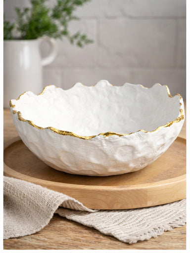 Aurora Gold-Rim Clay Bowl