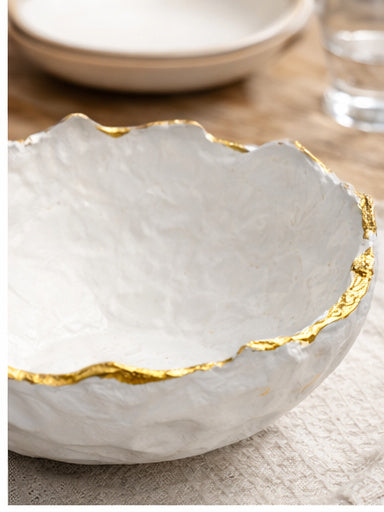 Aurora Gold-Rim Clay Bowl