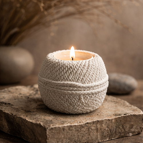 3-D Stone Thread Votive Holder